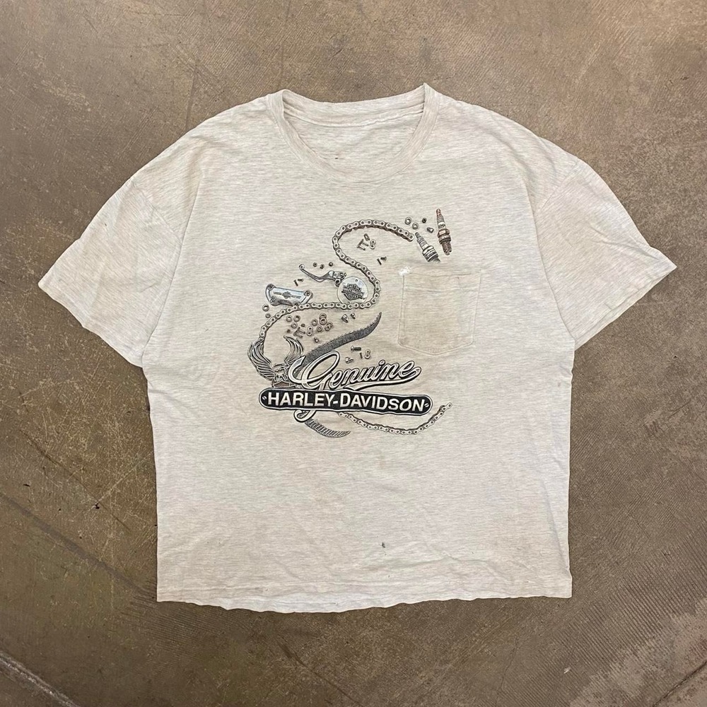 Vintage Harley Davidson 90s Single Stitch Biker Tee Calgary Canada T-Shirt XL